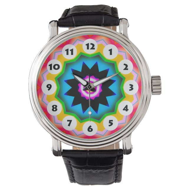 12 bitar - färgstark Mandala 026 Armbandsur (Framsida)