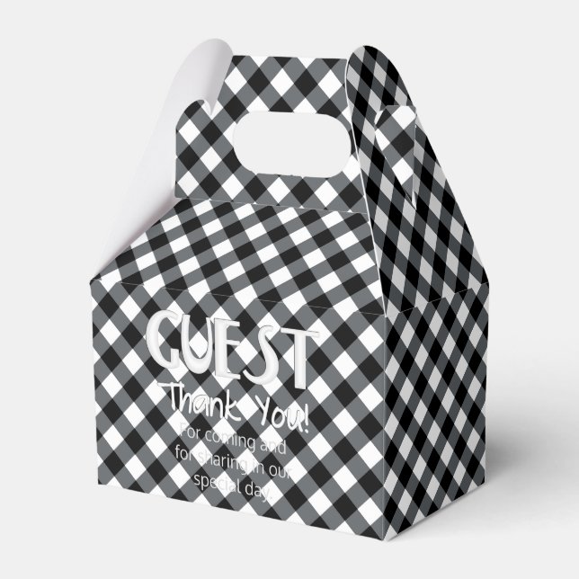 12-BLACK-VITE-PARTY FAVOR BOX, Gable stil Presentaskar (Framsidan Sidan)