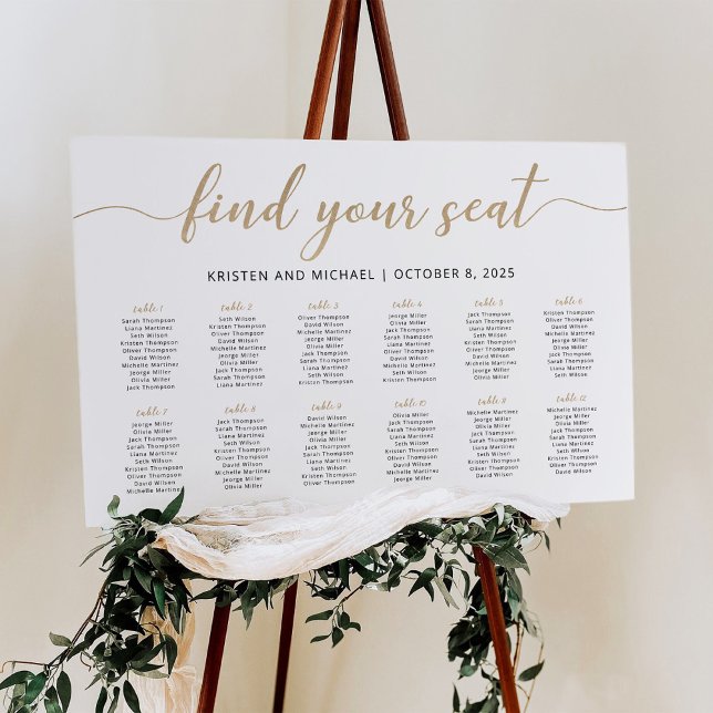 12 Bord Hitta Din Plats Sittplatskarta Plan Poster (Skapare uppladdad)
