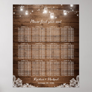 12 Bord Rustic String Ljus Sittdiagram Poster