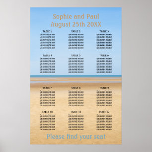 12 Bord Strand Bröllop Placeringsplan Poster