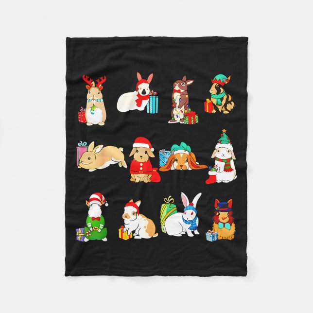 12 Bunny Of Christmas Bunny Rabbit Christmas Xmas  Fleecefilt (Framsidan)