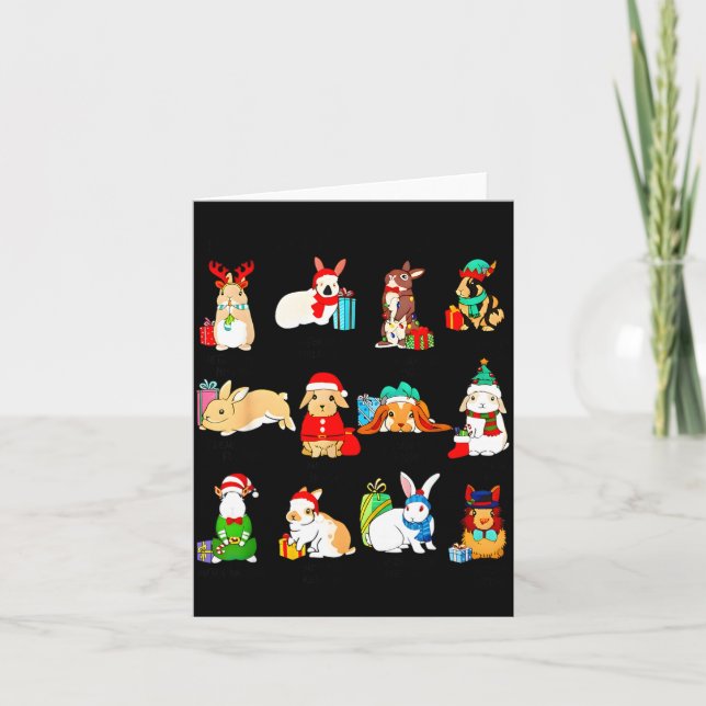 12 Bunny Of Christmas Bunny Rabbit Christmas Xmas  Kort (Framsida)