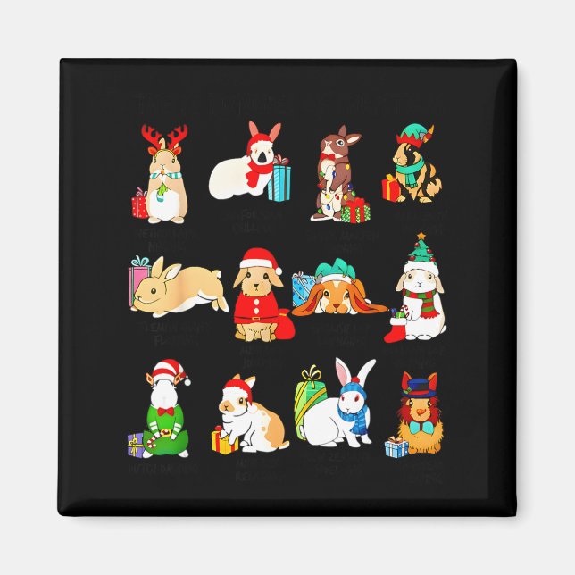 12 Bunny Of Christmas Bunny Rabbit Christmas Xmas  Magnet (Framsidan)
