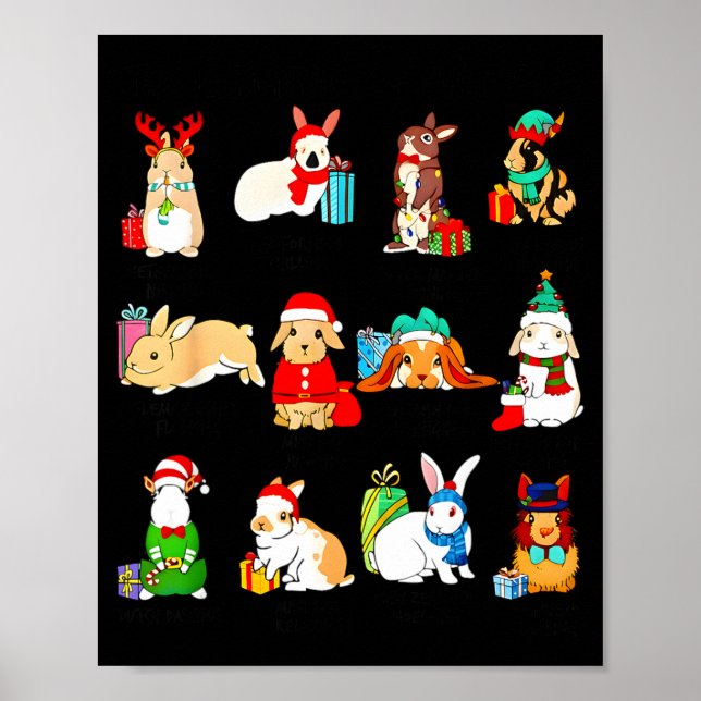 12 Bunny Of Christmas Bunny Rabbit Christmas Xmas  Poster (Framsidan)