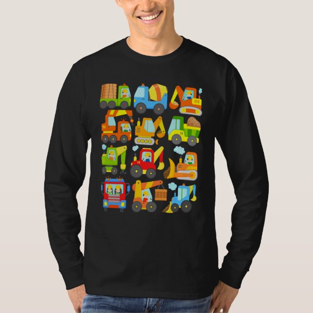 12 construction vehicles machinery construction si t shirt (Framsida)