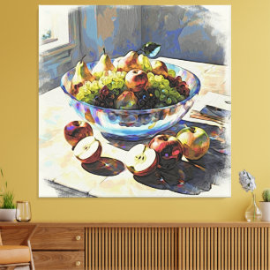 *~* 12 Crystal Bowl still Life Fruit SC6 Canvastryck