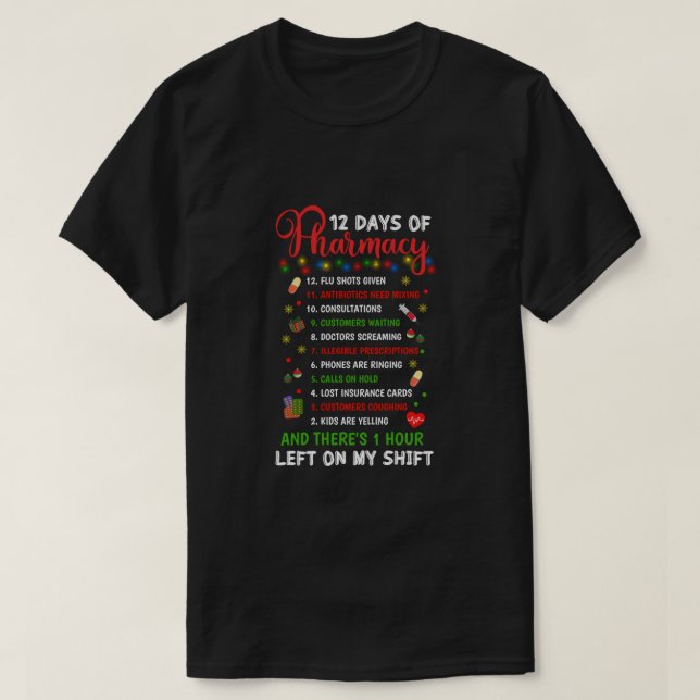 12 Dag för farmaceutisk finare julfarmaceut Tec T Shirt (Design framsida)