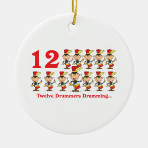 12 dagar 12 trummor julgransprydnad keramik