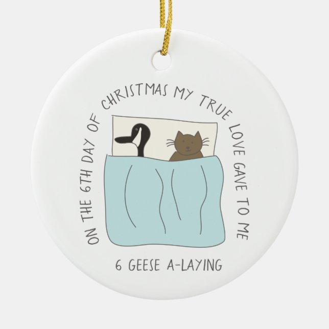 12 dagar av Catmas 6 detLägga kattfotoet Julgransprydnad Keramik (Framsidan)