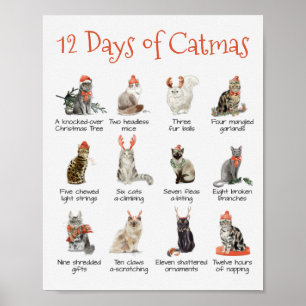 12 dagar av Catmas julklapp poster utskrift