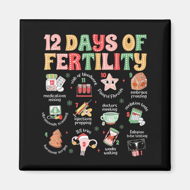 12 dagar av fertilitet Ivf-sjuksköterska jul Ob Gy Magnet (Framsidan)