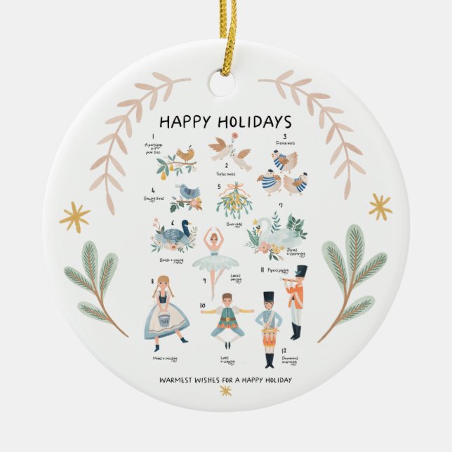 12 dagar av Helgdag till jul Traditionell text Julgransprydnad Keramik (Framsidan)