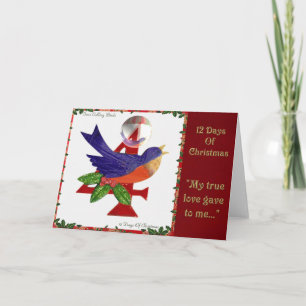 12 dagar av jul fyra kallande fåglar helgkort