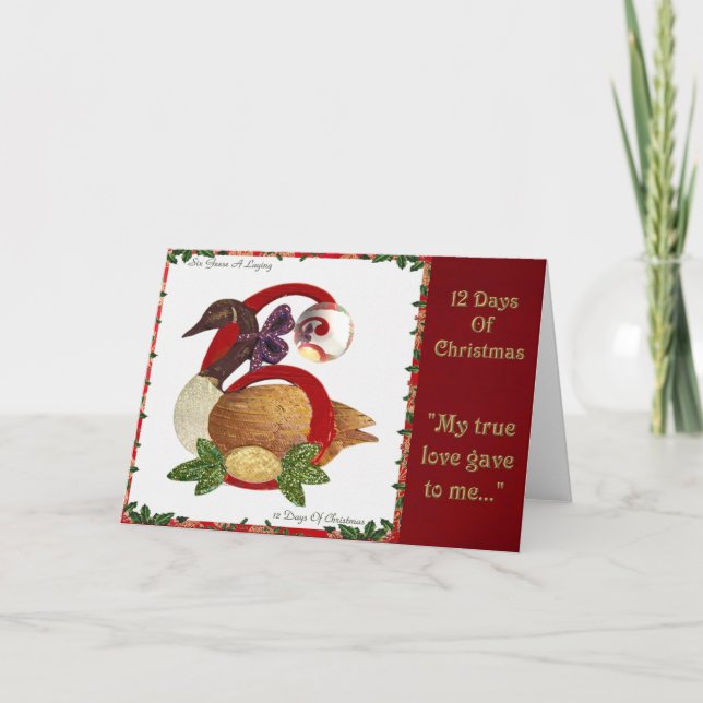 12 dagar av jul sex lägga för gäss A Helgkort (Framsida)