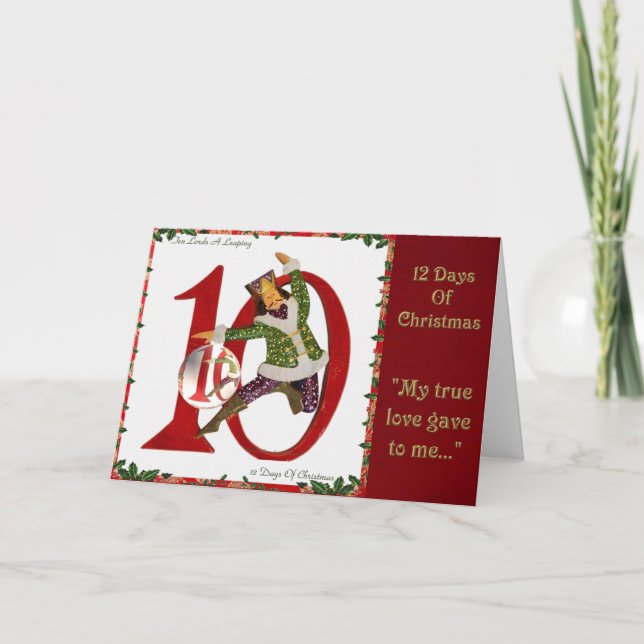 12 dagar av jul tio Lords En Hoppa Helgkort (Framsida)