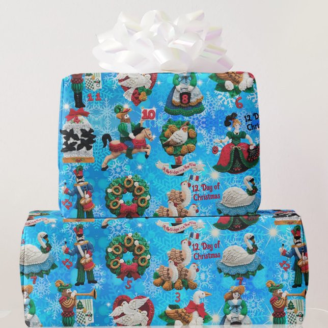 12 dagar av julhandgjorda feltprydnadsföremål presentpapper (Skapare uppladdad)