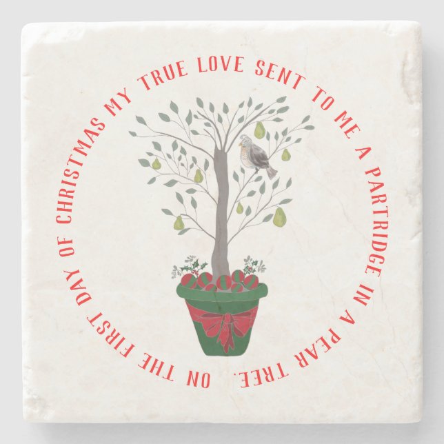 12 dagar av julrapphönan i ett Pearträd Stenunderlägg (Framsidan)