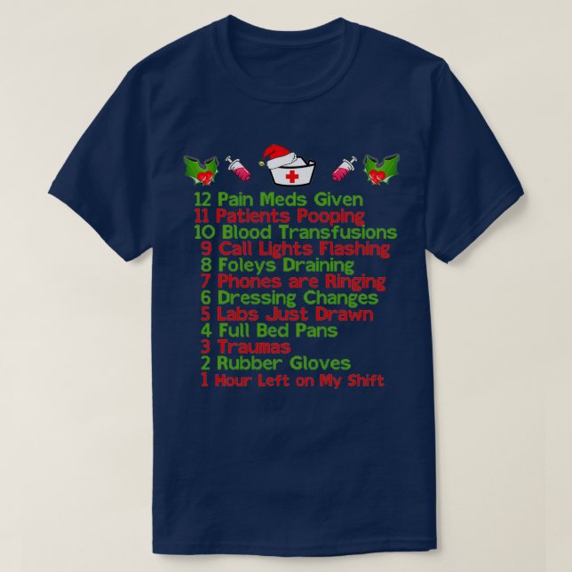 12 Dagar av sjuksköterskebesök vid Nursemas julgåv T Shirt (Design framsida)