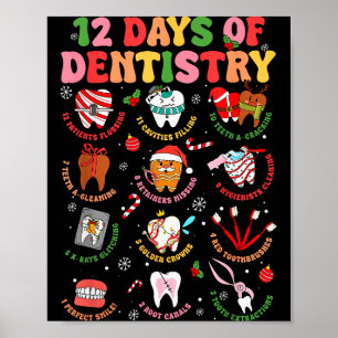 12 dagar av tandvård Tandläkare Xmas Tand Jul  Poster