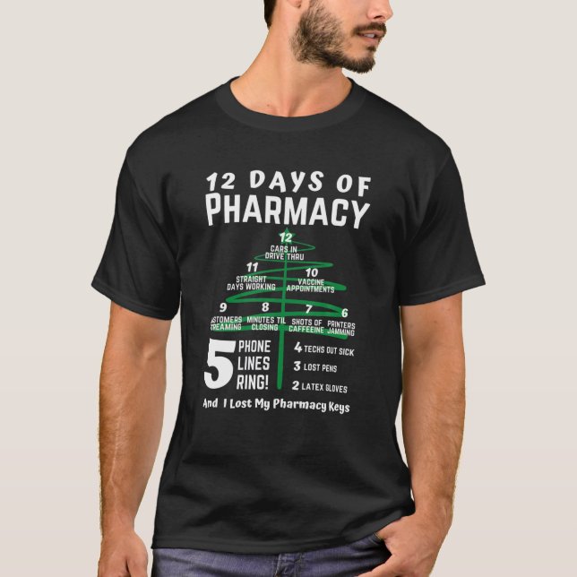 12 dagar farmaceutisk jul, julapotek, t shirt (Framsida)