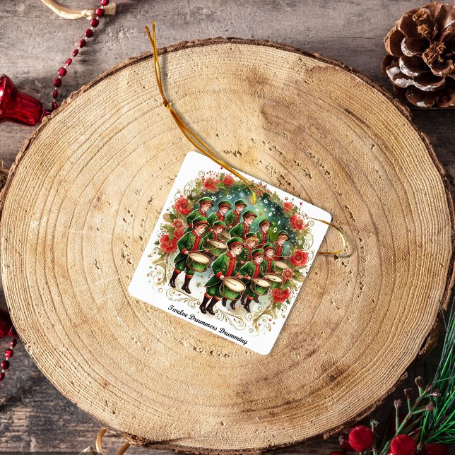 12 DAGAR Jul Tolv Drummers Drumming Julgransprydnad Keramik (Skapare uppladdad)