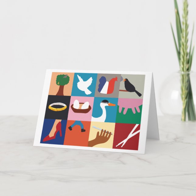 12 dagar Julhälsningar julkort Helgkort (Framsida)