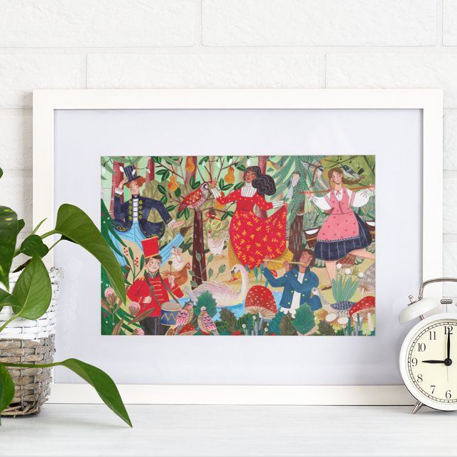 12 dagar julillustration poster (12 days of Christmas Illustration kids children Poster)