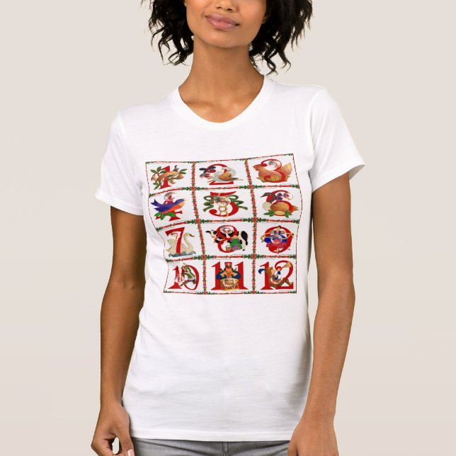 12 dagar julklapp T-Shirt-utskrift T Shirt (Framsida)
