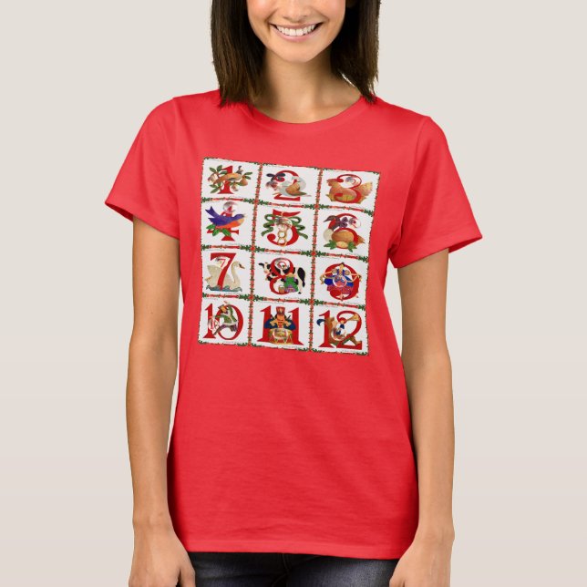 12 dagar julklapp T-Shirt-utskrift T Shirt (Framsida)