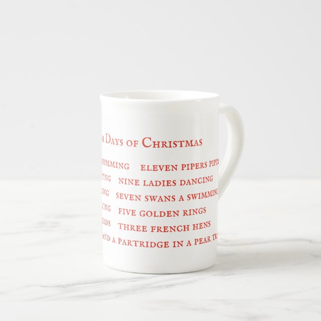 12 DAGAR LYRICS Bone China Mugg Benporslin Mugg (Framsida höger)