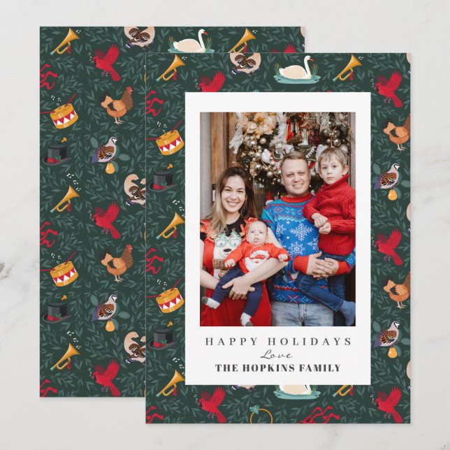 12 dagar med Helgdag-familjfoto till julhuset (Fram/baksida)