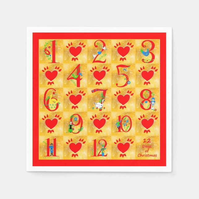 12 dagar med julfolkmusik med örter på Guld Pappersservett (Framsidan)