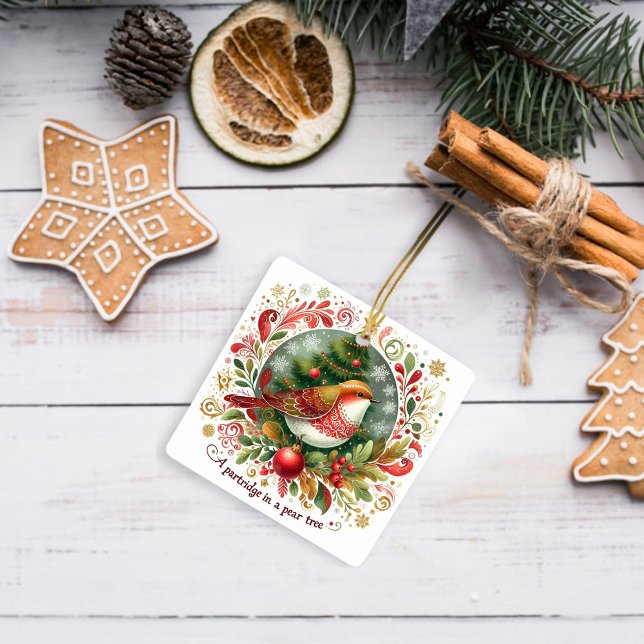 12 dagar med julparklapp i Pear Träd Julgransprydnad Keramik (Skapare uppladdad)