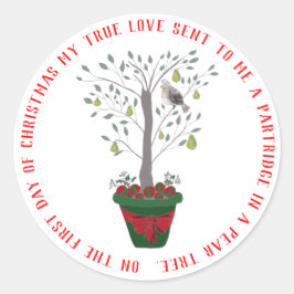 12 dagar med julparklapp i Pear Träd Runt Klistermärke