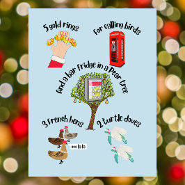 12 dagar med kul tecknad på julklapp helg vykort