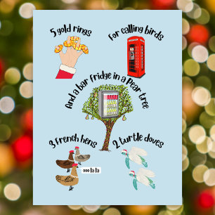 12 dagar med kul tecknad på julklapp helg vykort