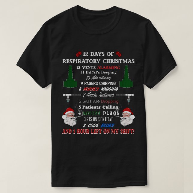 12 dagar med respiratorisk terapi julklapp D T Shirt (Design framsida)
