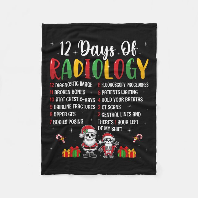 12 dagar radiologi Julafton Rad Tech-julradio Fleecefilt (Framsidan)