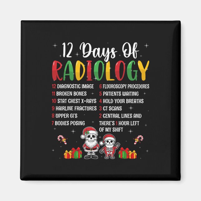 12 dagar radiologi Julafton Rad Tech-julradio Magnet (Framsidan)