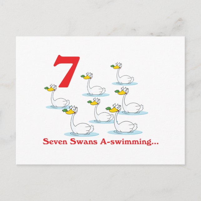 12 dagar sju svanar simmande vykort (Framsida)