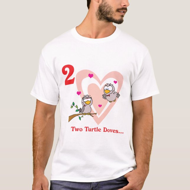12 dagar två sköldpaddor duvor t shirt (Framsida)