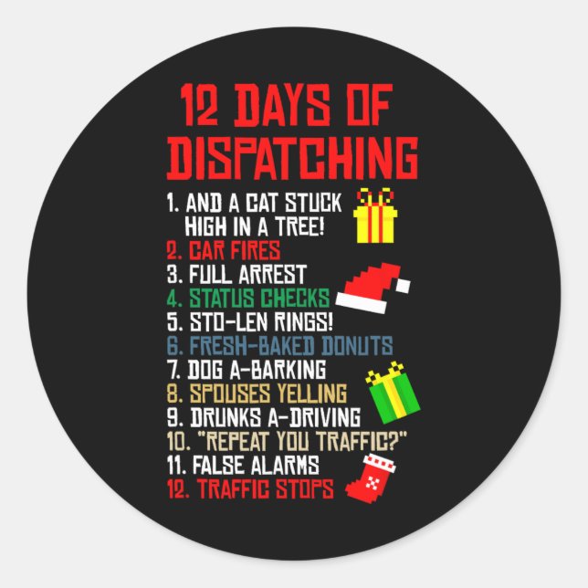 12 dagars avsändning av julklapp Pajama X-mas Runt Klistermärke (Framsida)