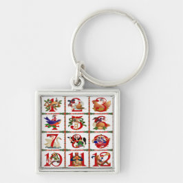12 dagars julklapp - Utskriftsgåvor Fyrkantig Silverfärgad Nyckelring