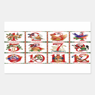 12 dagars julklapp - Utskriftsgåvor Rektangulärt Klistermärke