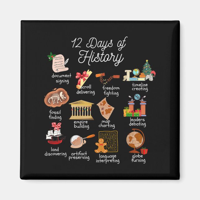 12 Day Of History Teacher Christmas Social Studies Magnet (Framsidan)