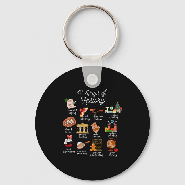 12 Day Of History Teacher Christmas Social Studies Nyckelring (Framsida)