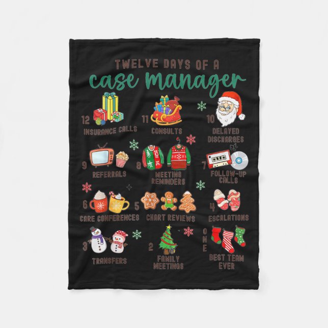 12 Days Nurse Case Management Christmas Case Manag Fleecefilt (Framsidan)