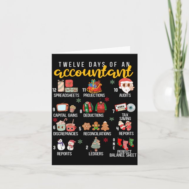 12 Days Of An Accountant, Xmas Party, Funny Accoun Kort (Framsida)