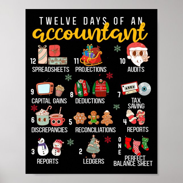 12 Days Of An Accountant, Xmas Party, Funny Accoun Poster (Framsidan)
